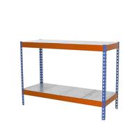 Simonrack - Étagère métallique 2 niveaux - 900 x 1500 x 600 mm - KIT SIMONFORTE - Bleu - Orange - Galvanisé