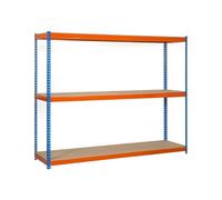 Simonrack - Étagère métallique 3 niveaux - 1500 x 1200 x 450 mm - KIT SIMONFORTE - CHIPBOARD - Bleu - Orange - Bois