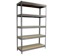 Simonrack - Étagère métallique 5 niveaux - 3000 x 1200 x 750 mm - KIT ECOFORTE CHIPBOARD - Gris - Bois