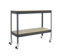 SimonRack Étagère métallique, 75 kg de Point Flexible, 975 x 1 200 x 750 mm, 2 étagères en Bois, étagère de Rangement, avec roulettes, Gris/Bois - SimonTaller