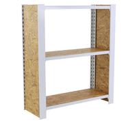 SimonRack Étagère métallique de Rangement, 3 étagères en Bois, Haute capacité Charge 200 kg, 1000 x 800 x 300 mm, couvercles latéraux, étagère de Bureau, Blanc/Bois Osb