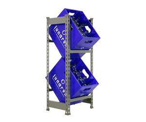 SimonRack Etagère pour Caisses de Boissons, Etagère pour 2 Cassette, 2 Niveaux, Charge par Niveau 100 kg, 1000x400x300 mm, Etagère pour Caisses de Boissons en Métal, Gris - Simonbottle