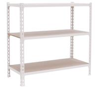 Simon Rack Étagère Rangement et 3 Niveaux en Boix, 150 kg Capacité de Charge et Point de Flexion, 1000x900x500 mm, Étagère Charge Lourde, Étagère Garage, Blanc/Bois - Maderclick