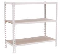 Simon Rack Étagère Rangement et 3 Niveaux en Boix, 150 kg Capacité de Charge et Point de Flexion, 1000x900x400 mm, Étagère Charge Lourde, Étagère Garage, Blanc/Bois - Maderclick
