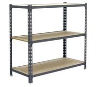 Simon Rack Étagère Rangement et 3 Niveaux en Boix, 150 kg Capacité de Charge et Point de Flexion, 1000x900x300 mm, Étagère Charge Lourde, Étagère Garage, Gris/Bois - Maderclick