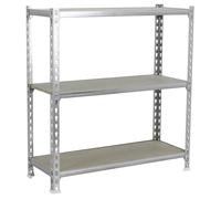 SimonRack Étagère Rangement et 3 Niveaux en Boix, 150 kg Capacité de Charge et Point de Flexion, 1000x1000x500 mm, Étagère Charge Lourde, Étagère Garage, Galvanisé/Bois - Maderclick