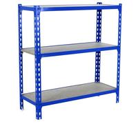 SimonRack Étagère Rangement et 3 Niveaux en Boix, 150 kg Capacité de Charge et Point de Flexion, 1000x1000x400 mm, Étagère Charge Lourde, Étagère Garage, Bleu/Bois - Maderclick