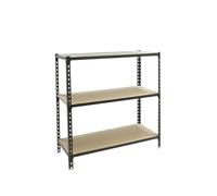 Simon Rack Étagère Rangement et 3 Niveaux en Boix, 150 kg Capacité de Charge et Point de Flexion, 900x800x400 mm, Étagère Charge Lourde, Étagère Garage, Anthracite/Bois - Maderclick