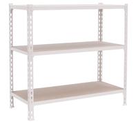 Simon Rack Étagère Rangement et 3 Niveaux en Boix, 200 kg Capacité de Charge et Point de Flexion, 1000x1100x400 mm, Étagère Charge Lourde, Étagère Garage, Blanc/Bois - Maderclick