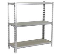 Simon Rack Étagère Rangement et 3 Niveaux en Boix, 200 kg Capacité de Charge et Point de Flexion, 1000x1100x300 mm, Étagère Charge Lourde, Étagère Garage, Galvanisé/Bois - Maderclick