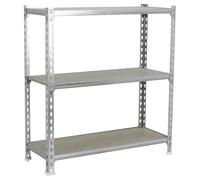 SimonRack Étagère Rangement et 3 Niveaux en Boix, 200 kg Capacité de Charge et Point de Flexion, 900x1100x300 mm, Étagère Charge Lourde, Étagère Garage, Galvanisé/Bois - Maderclick