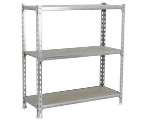 SimonRack Étagère Rangement et 3 Niveaux en Boix, 200 kg Capacité de Charge et Point de Flexion, 900x1200x300 mm, Étagère Charge Lourde, Étagère Garage, Galvanisé/Bois - Maderclick