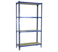 Simonrack Étagère Rangement et 4 Niveaux en Boix, 150 kg Capacité de Charge et Point de Flexion, 1500x800x500 mm, Étagère Charge Lourde, Étagère Garage, Bleu/Bois - Maderclick