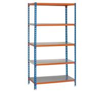 Simonrack Étagère de rangement 5 niveaux 2000x1000x300 mm 180 kg Bleu/Orange/Galvanisé