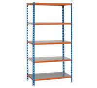 SimonRack Étagère Rangement et 5 Niveaux, 180 kg Capacité de Charge et Point de Flexion, 2000x1000x500 mm, Étagère Charge Lourde, Étagère Garage, Bleu/Orange/Galvanisé - Simonclick