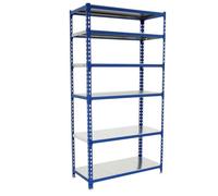 SimonRack Étagère Rangement et 6 Niveaux, 180 kg Capacité de Charge et Point de Flexion, 2500x900x500 mm, Étagère Charge Lourde, Étagère Garage, Bleu/Galvanisé - Simonclick
