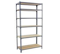 SimonRack Étagère Rangement et 6 Niveaux en Boix, 150 kg Capacité de Charge et Point de Flexion, 2500x800x400 mm, Étagère Charge Lourde, Étagère Garage, Gris/Bois - Maderclick