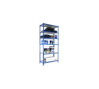SimonRack Étagère Rangement et 6 Niveaux en Boix, 200 kg Capacité de Charge et Point de Flexion, 2500x1100x300 mm, Étagère Charge Lourde, Étagère Garage, Bleu/Bois - Maderclick
