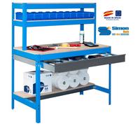 SimonRack - Kit Etabli avec tiroir 1445x1210x610mm - BT-1 BOX 1200 BLEU/BOIS