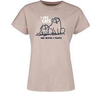 Simon's Cat I Like Cats and Maybe 3 People Femme T-Shirt Manches Courtes Vieux Rose M