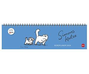 Simons Katze Büroplaner 2024. Kultiger Tischkalender für den Arbeitsplatz. Lustiger Spiral-Kalender für Simons Cat-Fans. Wochenplaner 2024 quer.