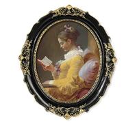 SIMON'S SHOP Cadre photo 20,3 x 25,4 cm en noir avec accents dorés, ovale de style vintage avec couverture en verre