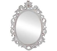 SIMON'S SHOP Miroir Ovale Shabby Chic, décoration Murale Rustique, Blanc Vieilli, 46,5 x 33 cm