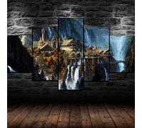 SIMORRA GUANGFAN Impressions Sur Toile Puzzle Impression Sur Toile Encadrée 5 Pcs Wall Art Poster Home Decor - Affiche Du Film Le Seigneur Des Anneaux 022 Affiche HD - Trois tailles (Avec Cadre)