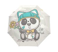 Simpatico Fiore Di Baby Panda Parapluie Pliant Ouverture et Fermeture Automatique Protection UV Parapluies Pliant Coupe-Vent Ultra-léger pour Voyager Plage Femmes Enfants Fille