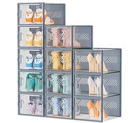 SIMPDIY Boîtes à chaussures,12 pcs Rangement Chaussures Plastique Transparent Boite Rangement,Conteneurs pour Organisateur de Chaussures avec Couvercles 33.2 x 25 x 18.7cm