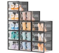 SIMPDIY Boîtes à chaussures,12 pcs Rangement Chaussures Plastique Transparent boite rangement,conteneurs pour organisateur de chaussures avec couvercles 33.2 x 25 x 18.7cm