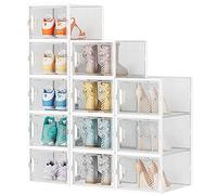 SIMPDIY Boîtes à chaussures,12 pcs Rangement Chaussures Plastique Transparent Boite Rangement,Conteneurs pour Organisateur de Chaussures avec Couvercles 33.2 x 25 x 18.7cm