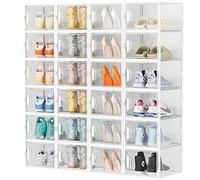 SIMPDIY Boîtes à chaussures,24 pcs Rangement Chaussures Plastique Transparent Boite Rangement,Conteneurs pour Organisateur de Chaussures avec Couvercles 33.2 x 25 x 18.7cm