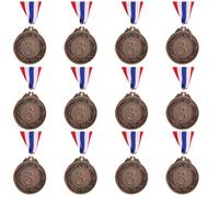 Simpeak 12 Pièces Médailles pour Enfants, Médaille d'or avec Ruban de Cou - Lot de Médailles de Récompense pour Compétition Sportive, Anniversaire, Fête d'École, Journée Sportive (Bronze)