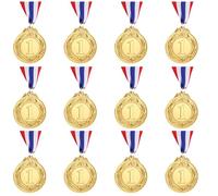 Simpeak 12 Pièces Médailles pour Enfants, Médaille d'or avec Ruban de Cou - Lot de Médailles de Récompense pour Compétition Sportive, Anniversaire, Fête d'École, Journée Sportive (Or)