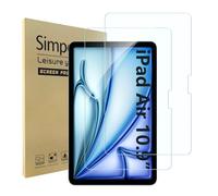 Simpeak 2 Pack Verre Trempé Compatible pour iPad Air 10.9" 2024 Protection Ecran 9H Super Dureté/Anti Rayures/Ultra-Clair/Anti Bulle