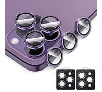Simpeak 3+3 Pack Caméra Arrière Protecteur Compatible pour iPhone 14 Pro / 14 Pro Max Protecteur Camera Lens, 9H Verre Trempé + Alliage D'aluminium Protection pour Objectif de Caméra - Violet