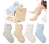 Simpeak 4 Paires Chaussettes Enfant Sans Couture,Chaussettes Bébé Mi-Mollet en Coton,Confort Maxi, Tige Molletière Anti-Serre, Respirable, Lavable Machine,pour Bebe Naissance(0-6Mois)
