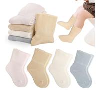 Simpeak 4 Paires Chaussettes Enfant Sans Couture,Chaussettes Bébé Mi-Mollet en Coton,Confort Maxi, Tige Molletière Anti-Serre, Respirable, Lavable Machine,pour Bebe Naissance(0-6Mois)