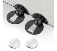Simpeak 4PCS Butée de Porte Magnétique 2 Bouchons de Porte Magnétique Métallique pour Sol avec Vis de Cure d'Auto-Adhésif 3M + 2 Bouchon de Porte Transparent en Silicone,Noir