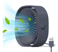 Simpeak Mini ventilateur de bureau USB silencieux et portable alimenté par USB uniquement (pas de batterie), 3 réglages de vitesse, pivotant à 360° pour la maison et les voyages