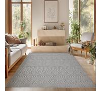 SIMPEX Tapis Salon 120x170 cm Gris Design Vintage Bouclé Boucles Style Résistant Facile à Nettoyer Chambre Chambre