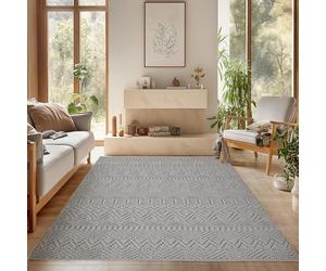 SIMPEX Tapis 120x170 cm Gris Design Vintage Bou oucles Style Scandinave Moderne Doux Résistant Facile à Nettoyer pour Salon Chambre Salle à Manger Chambre Enfant