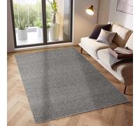 SIMPEX Tapis 200x290 cm Gris, Bouclé Uni à Poils Courts pour Grand Salon ou Espace Ouvert, Moderne et Robuste