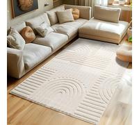 SIMPEX Tapis à Poils Longs pour Salon, Tapis de Cuisine, Tapis de Chambre à Coucher, Tapis Style scandinave et bohème avec Design 3D, Doux et Moelleux.Taille: 160 x 230 cm, crème