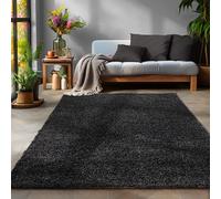 SIMPEX Tapis à Poils Longs, Unicolor - Monochrome, Tapis Noir, 200 x 290 cm, Tapis de Style Moderne, Tapis Salon