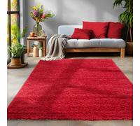 SIMPEX Tapis à Poils Longs, Unicolor - Monochrome, Tapis Rouge, 160 x 230 cm, Tapis de Style Moderne, Tapis Salon