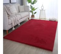 SIMPEX Tapis à Poils Longs, Unicolor - Monochrome, Tapis Rouge, 200 x 290 cm, Tapis de Style Moderne, Tapis Salon
