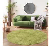 SIMPEX Tapis à Poils Longs, Unicolor - Monochrome, Tapis Vert, 160 cm Rond, Style Moderne, Salon