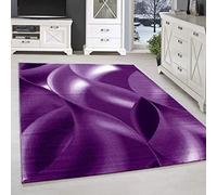 SIMPEX Tapis à Poils Ras, Conception de Vagues abstraites, Tapis Violette, 80 x 150 cm, Tapis de Style Moderne, Tapis Salon Moderne
